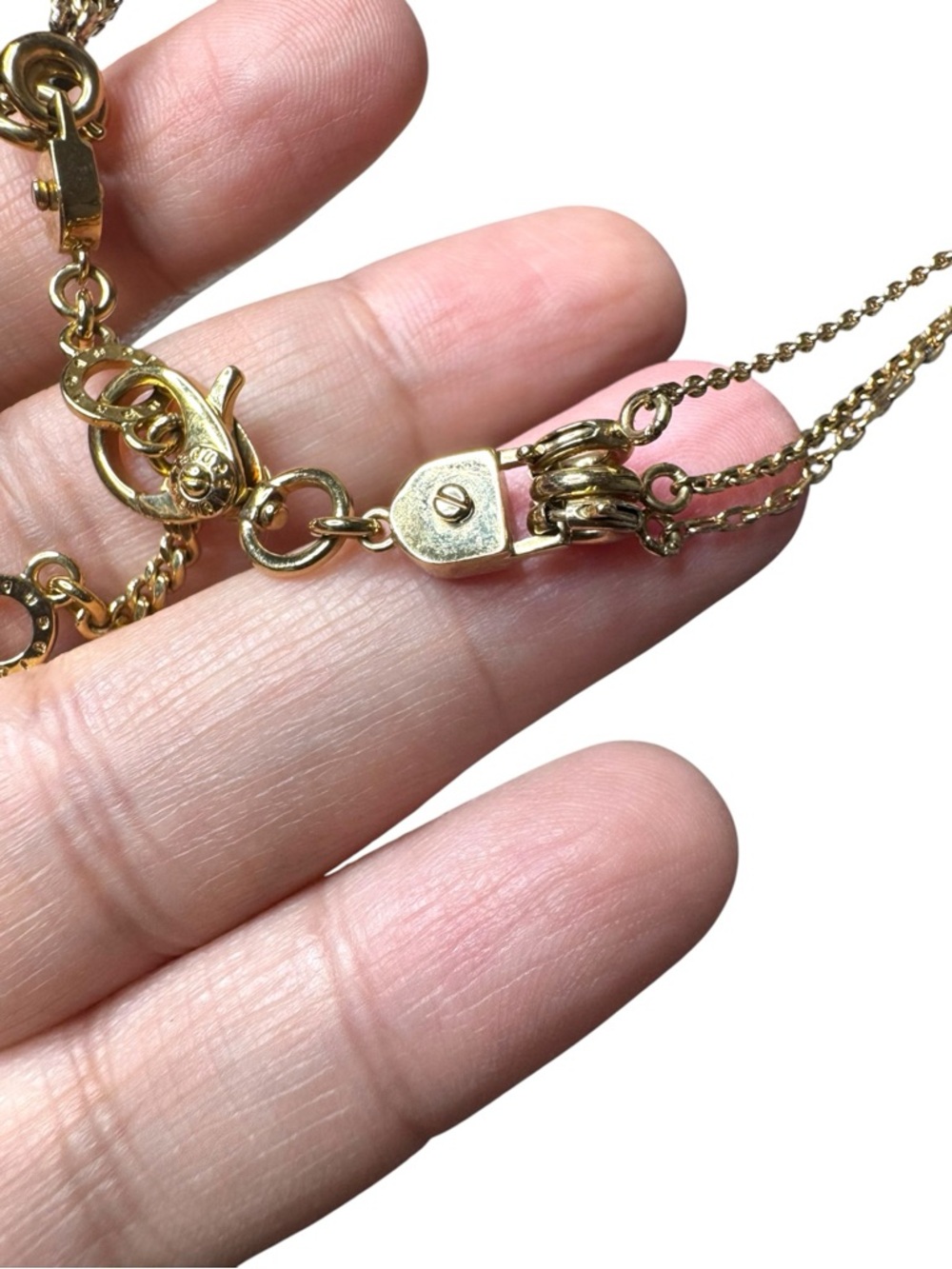 Henri Bendel Extremely Rare Gold-Tone Layered Necklace Emerald cut - Picture 10 of 10